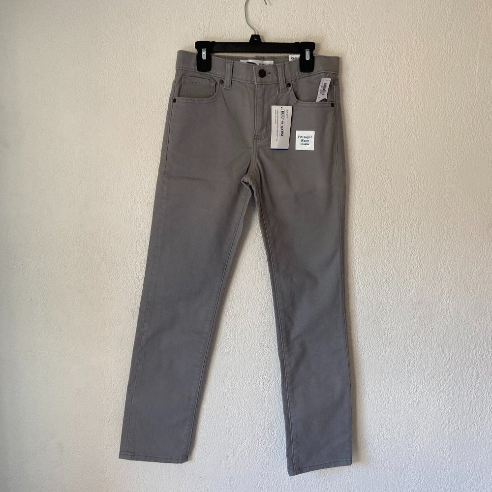 3/$30Boy Light Grey Old Navy Adjustable Waist Relax Slim Size 12 NWT BuiltInWarm